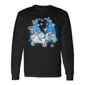 Snowman Gnomies With Snowflakes Cute Winter Gnome Long Sleeve T-Shirt - Thegiftio UK