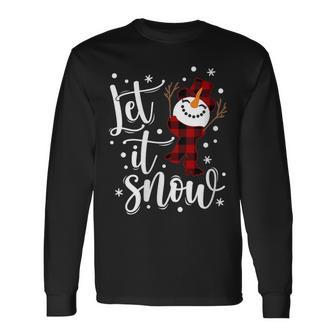 Snowman Let It Snow Snowflakes Merry Christmas Long Sleeve T-Shirt - Monsterry UK