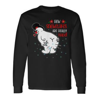 Snowman How Snowflake Are Really Made Christmas Cutome Long Sleeve T-Shirt - Monsterry CA