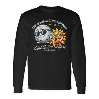 Solar Eclipse April 2024 Sun Is Getting Mooned Long Sleeve T-Shirt - Monsterry UK