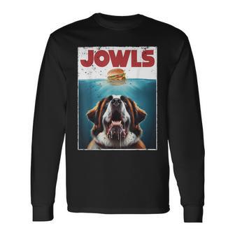 St Bernard Jowls Burger Saint Giant Dog Mom Dad Long Sleeve T-Shirt - Monsterry