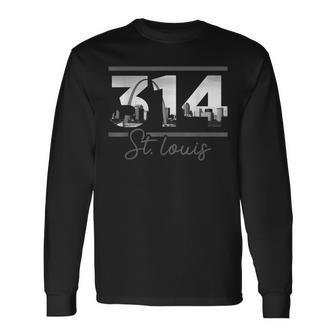St Louis 314 Area Code Skyline Missouri Vintage Long Sleeve T-Shirt - Seseable