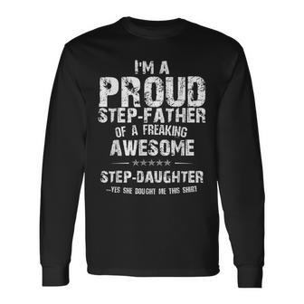 Step Dad Present From Step Daughter Father's Day Long Sleeve T-Shirt - Seseable