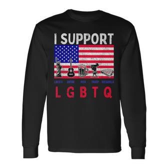Support Lgbtq Liberty Guitar Beer Trump And Quesadilla Long Sleeve T-Shirt - Monsterry UK