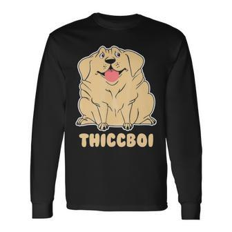 Thicc Boi Labrador T Hilarious Fat Dog Long Sleeve T-Shirt | Mazezy