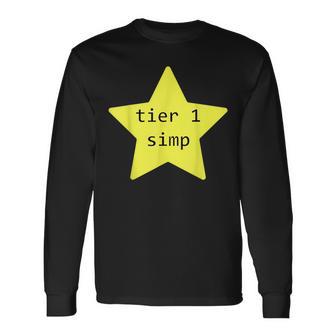 Tier 1 Simp Dank Meme Gaming Simp Streamer Camiseta de manga larga - Regaloses