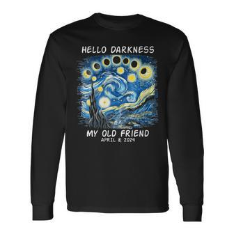 Van Gogh Hello Darkness My Old Friend Solar Eclipse Long Sleeve T-Shirt - Seseable
