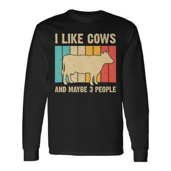 Vintage Cow Cow Farmer Men Women Cattle Lover Long Sleeve T-Shirt | Mazezy