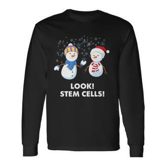 Winter Snowman Science Joke Stem Cells Snowflakes Long Sleeve T-Shirt - Monsterry DE