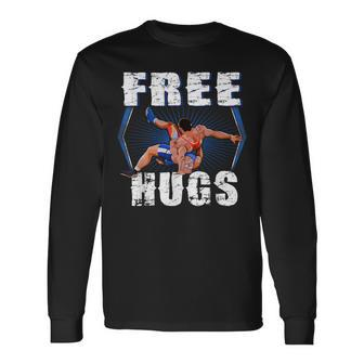 Wrestling Free Hugs Wrestling Vintage Long Sleeve T-Shirt - Monsterry
