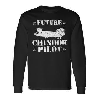 Future Chinook Pilot Helicopter Heart Military Long Sleeve T-Shirt - Monsterry DE