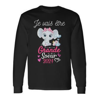Future Grande Sœur Éléphant Je Vais Être Grande Soeur 2024 T-shirt à manches longues - Cadeauxyz