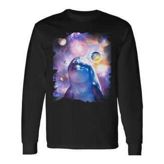 Galaxy Dolphin Dolphins In Space Long Sleeve T-Shirt - Monsterry