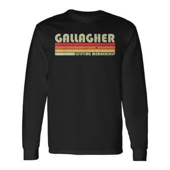 Gallagher Surname Retro Vintage 90S Birthday Reunion Long Sleeve T-Shirt - Monsterry DE
