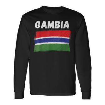 Gambia Flag Holiday Vintage Grunge Gambian Flag Long Sleeve T-Shirt - Monsterry AU