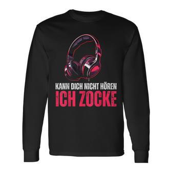 Gamer Kann Dich Nicht Hören Ich Zocke Black Langarmshirts - Seseable