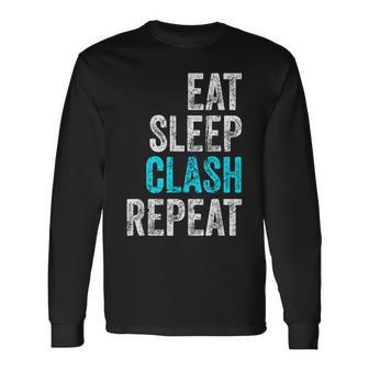 Gaming Clan Apparel Eat Sleep Clash Repeat Clans Vintage Long Sleeve T-Shirt - Monsterry AU