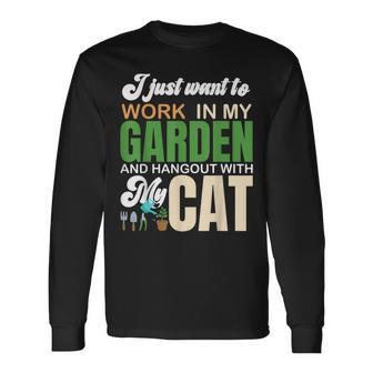Gardening Graphic Cat Lover Gardener Garden Pet Plants Long Sleeve T-Shirt - Seseable