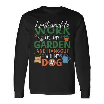 Gardening Dog Lover Plants Gardener Garden Long Sleeve T-Shirt - Seseable