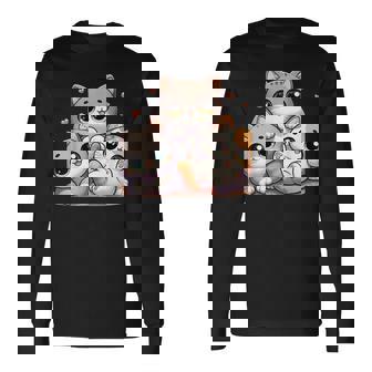 Gato Gatos Lindo Gatito Pila Kawaii Neko Anime Camiseta de manga larga - Regaloses