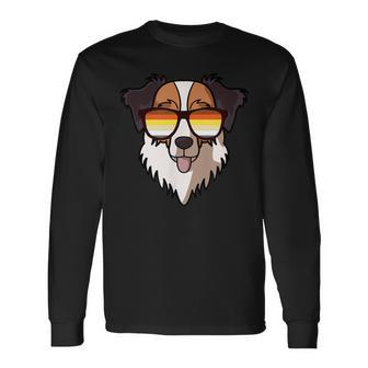 Gay Australian Shepherd Sunglasses Gay Pride Aussie Long Sleeve T-Shirt - Monsterry UK