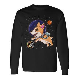 Gay Bear Corgi In Space Gay Bear Pride Flag Long Sleeve T-Shirt - Monsterry UK