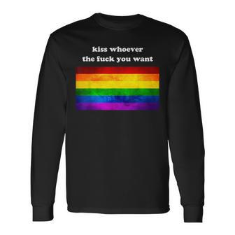 Gay Pride Lgbt Kiss Whoever You Want Long Sleeve T-Shirt - Monsterry