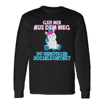 Geh Mir Aus Dem Weg Langarmshirts, Lustiges Anti-Sozialkontakt Design - Seseable