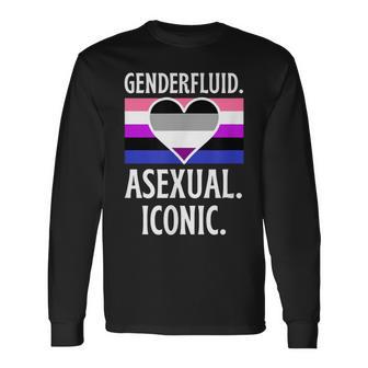 Genderfluid Asexual Iconic Pride Flag Genderqueer Queer Long Sleeve T-Shirt - Monsterry DE