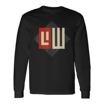 Geometrisches Langarmshirts Schwarz mit stylisiertem Buchstaben-Design - Seseable