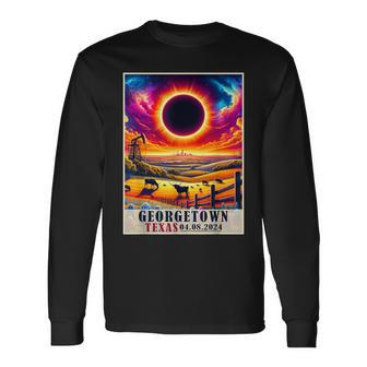 Georgetown Texas Total Solar Eclipse 2024 Totatily Vintage Long Sleeve T-Shirt - Monsterry