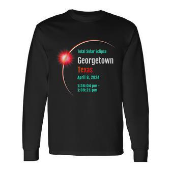 Georgetown Texas Tx Total Solar Eclipse 2024 Long Sleeve T-Shirt | Mazezy
