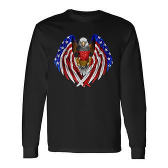 German American Germany Usa Flag Eagle Long Sleeve T-Shirt - Monsterry AU