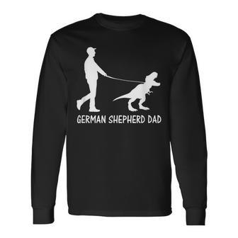 German Shepherd Dad Dinosaur Gsd Owners Father's Day Long Sleeve T-Shirt - Monsterry