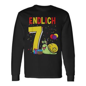 Geschenk 7 Jahre Alt Schnecke Kinder Geburtstag Langarmshirts - Seseable