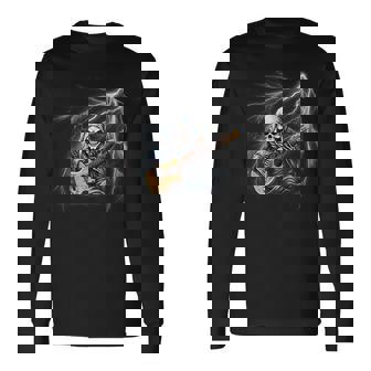 Ghost Guitar Cool Guitar Player Skeleton Hands Guitar Long Sleeve T-Shirt | Seseable CA