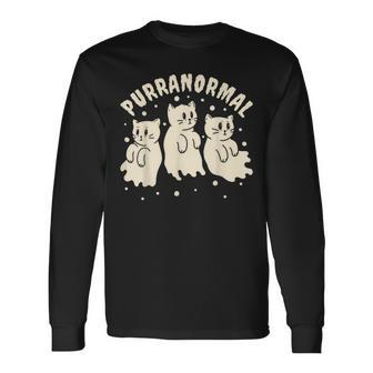 Ghost Hunting Cat Paranormal Investigator Ghost Researcher Long Sleeve T-Shirt - Seseable