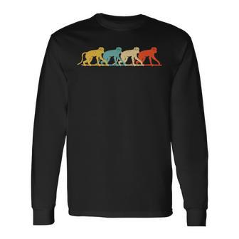 Gibbon Vintage Retro Lesser Ape Lar Lover 60S 70S Long Sleeve T-Shirt - Monsterry DE
