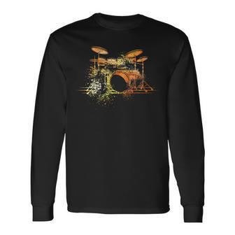 For Drummers Drumsticks Vintage Drum Kit Langarmshirts - Seseable