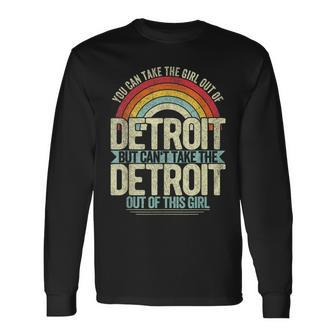 Girl Out Of Detroit Michigan Hometown Home Detroit Long Sleeve T-Shirt - Monsterry