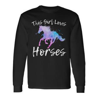 This Girl Loves Horses Equestrian Ridingn Girl Kid Women Long Sleeve T-Shirt | Mazezy