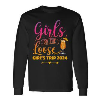 Girls On The Loose Tie Dye Girls Weekend Trip 2024 Long Sleeve T-Shirt - Monsterry