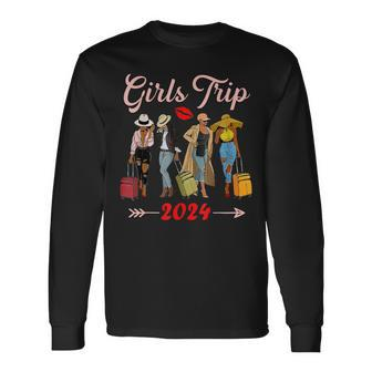 Girls Trip 2024 For Black Melanin Queen On Vacation Women Long Sleeve T-Shirt - Thegiftio UK