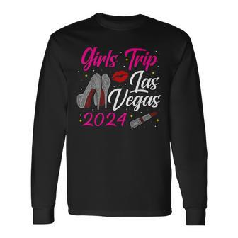 Girls Trip 2024 Las Vegas High Heel Birthday Squad Bachelor Long Sleeve T-Shirt - Seseable