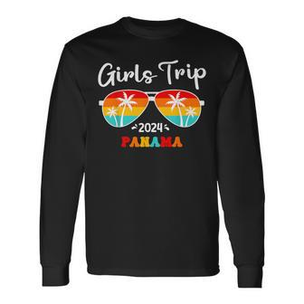 Girls Trip Panama 2024 Girls Weekend Birthday Squad Groovy Long Sleeve T-Shirt | Mazezy