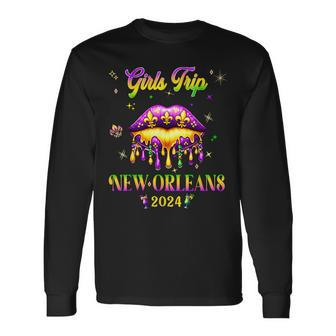 Girls's Trip New Orleans 2024 Mardi Gras Mask Friends Long Sleeve T-Shirt - Thegiftio UK