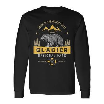 Glacier National Park T Vintage Montana Bear Women Long Sleeve T-Shirt - Monsterry DE