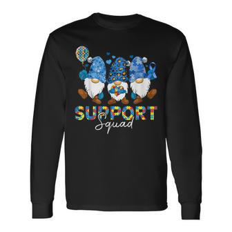 Gnomes Autism Awareness Support Squad Blue Ribbon Long Sleeve T-Shirt - Monsterry UK