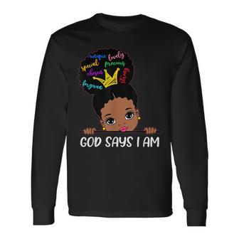 God Says I Am Melanin Girls Black History Junenth Toddler Long Sleeve T-Shirt - Thegiftio UK
