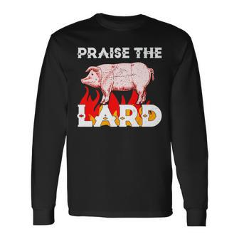 Godly Praise The Lard Bbq Holy Pig Long Sleeve T-Shirt - Monsterry